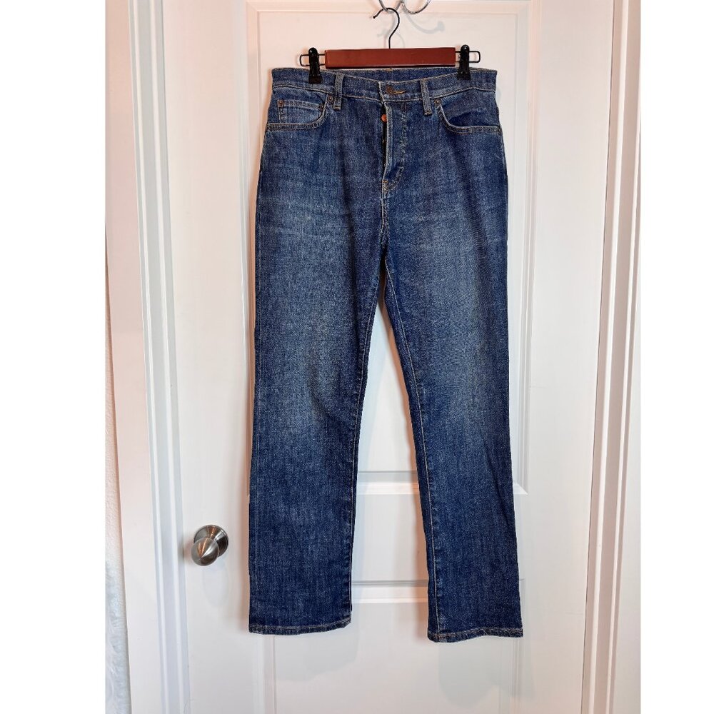 6397 Worn Dark Straight Leg 495 Jeans Women 29 Button Fly Italian Denim